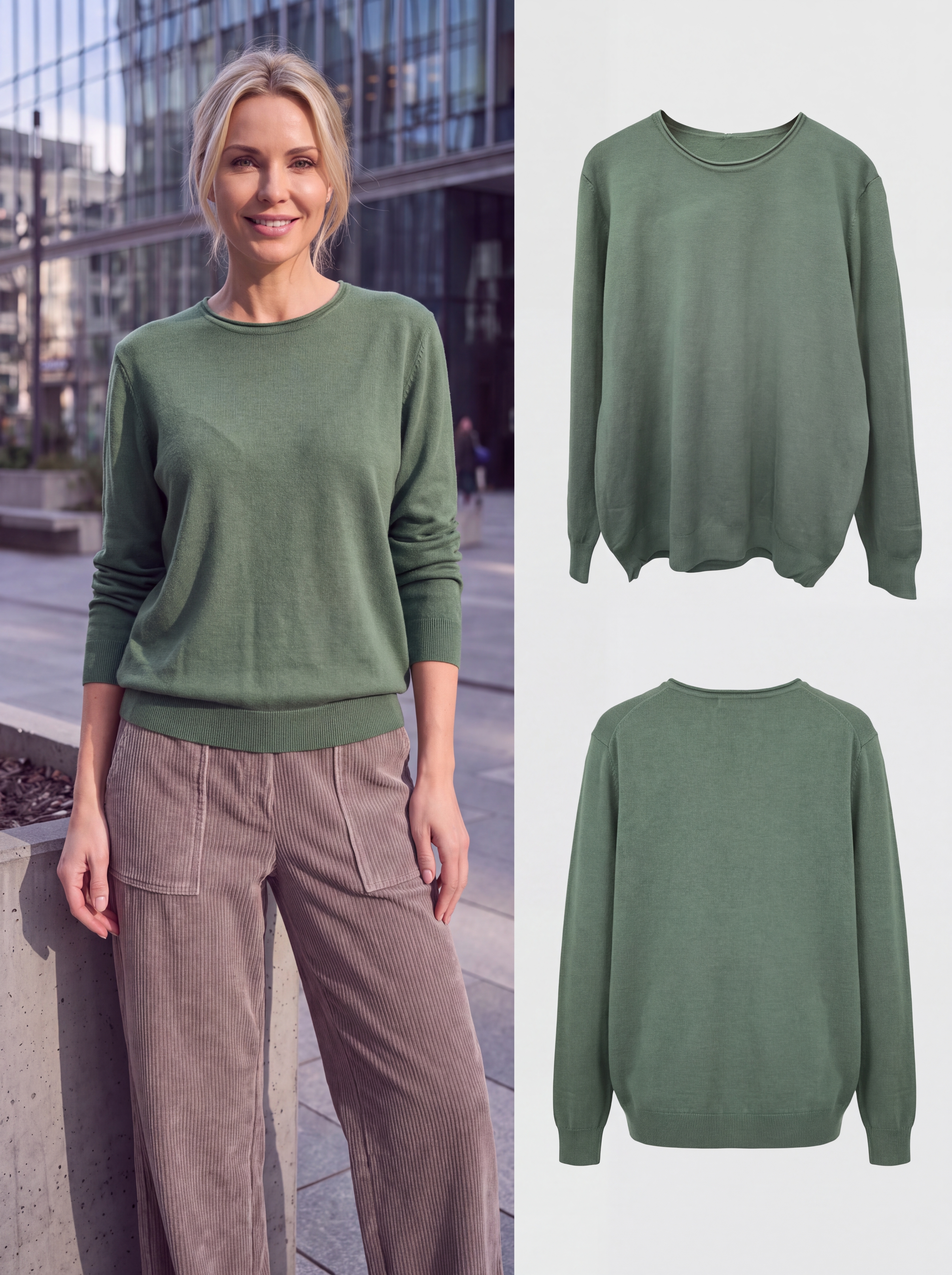 Dámsky pulóver s okrúhlym výstrihom H.WINTER GREEN zelený s.WEAR 6